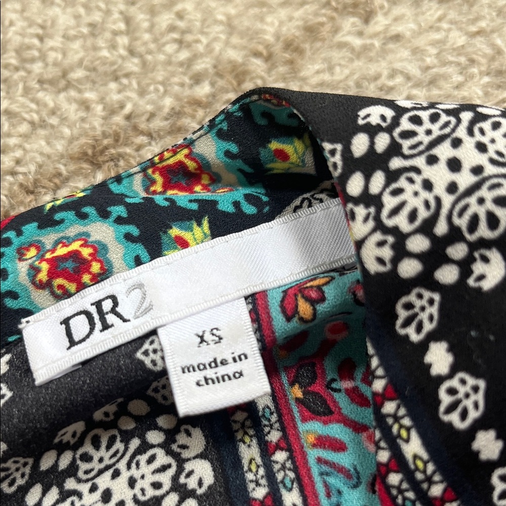 DR2 Striped Boho Tunic in Teal, Black and Burgundy - Picture 2 of 4